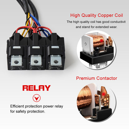 OVOVS 2 Leads Wiring Harness Kit with 3 On Off Switches 12V 4 Wires LED Side Shooters Wiring Harness