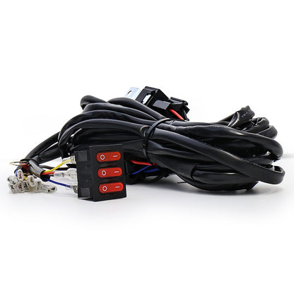 OVOVS 2 Leads Wiring Harness Kit with 3 On Off Switches 12V 4 Wires LED Side Shooters Wiring Harness