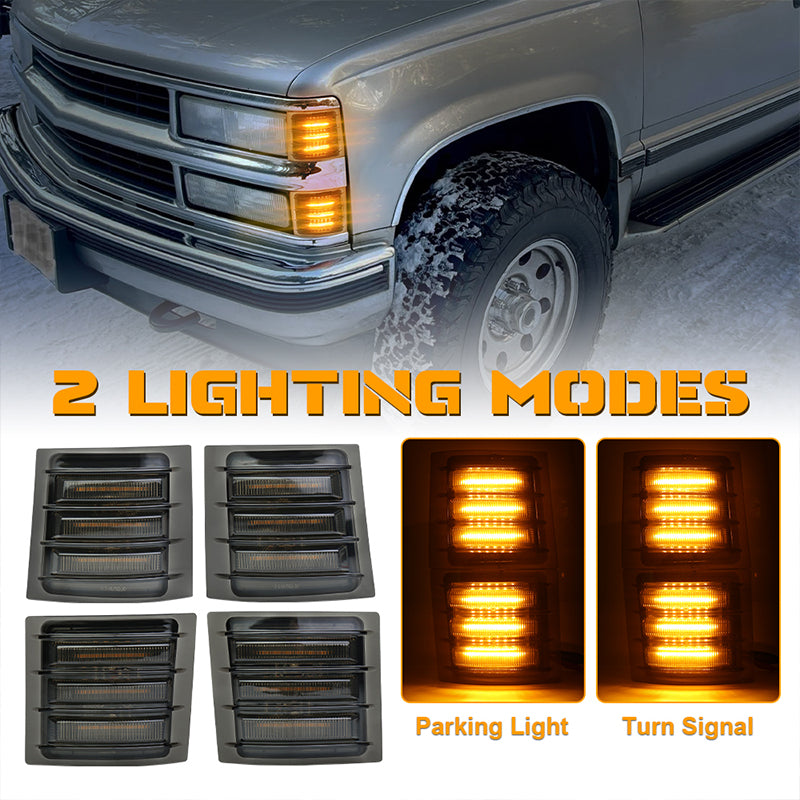 OVOVS Amber LED Corner Side Marker Lights for Chevy C/K1500 1994-1998