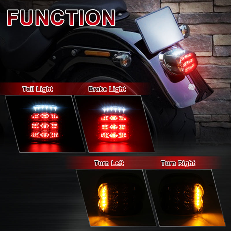 OVOVS Smoke Lens LED Tail Light with Turn Signal Brake Light For Harley Road King