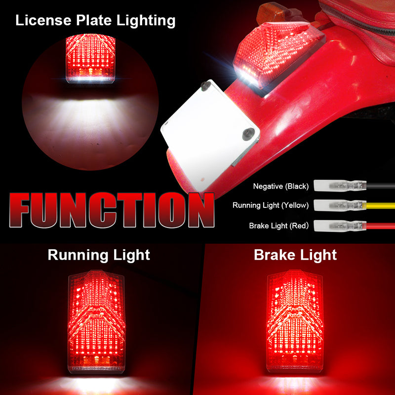 OVOVS LED Tail Light Rear Brake Light with White License Plate For Dirt Bike Honda XR650L