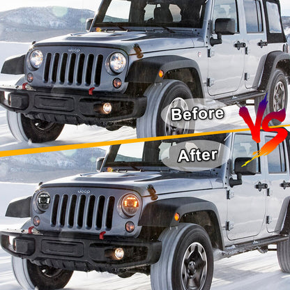 OVOVS 7 Inch LED Headlight with High/Lo Beam DRL Turn Signal Left Hand Drive For Jeep Wrangler JK TJ CJ