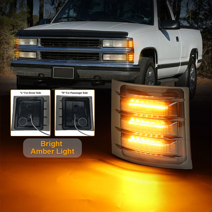 OVOVS Amber LED Corner Side Marker Lights for Chevy C/K1500 1994-1998