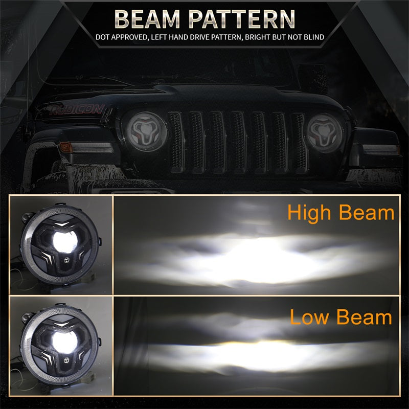 OVOVS 9 inch RGB JL Headlights with Multi-Function Halo White DRL for Jeep Wrangler JL Gladiator JT